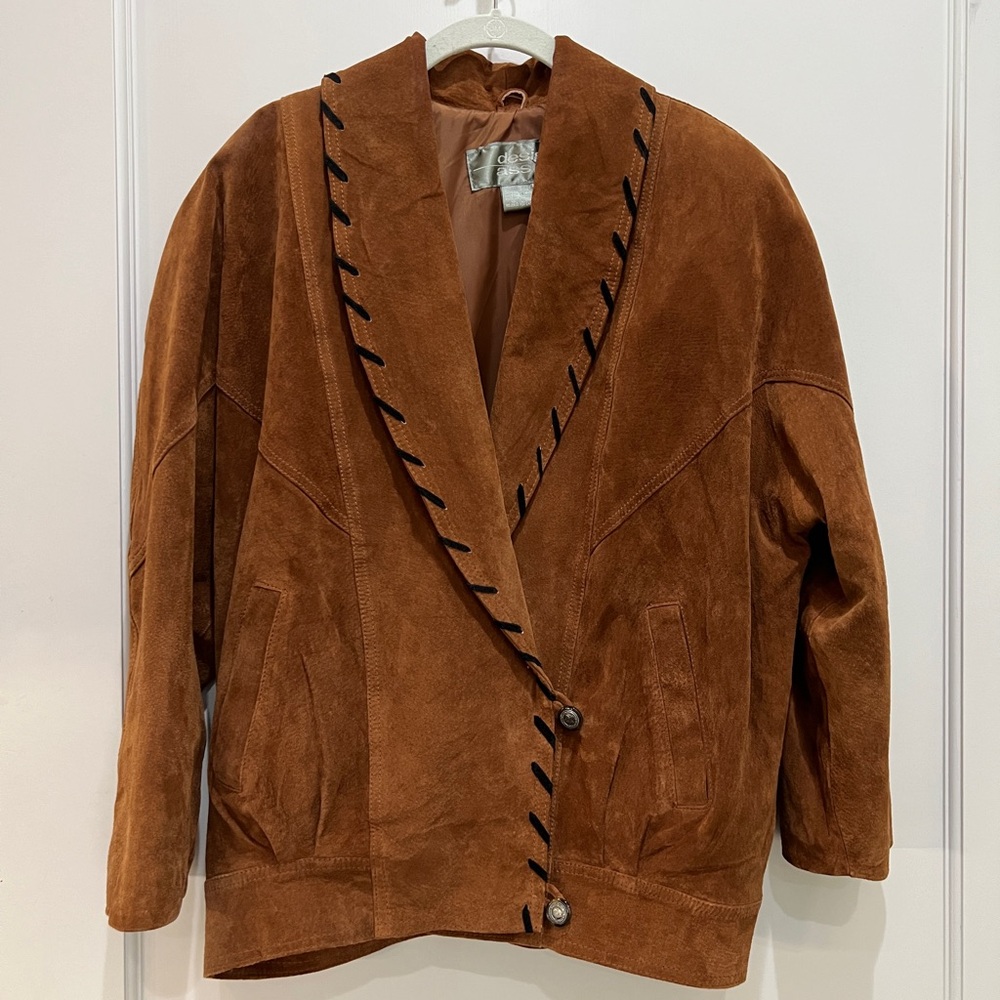 Vintage Design Assets Embroidered-Trim Suede Jacket